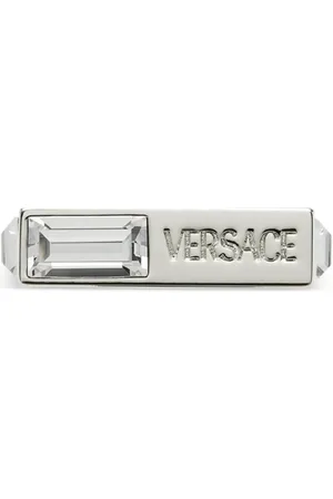 VERSACE Logo-engraved crystal-embellished ring