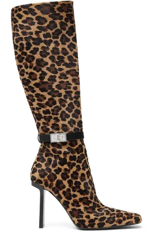 VERSACE 105mm leopard-print boots