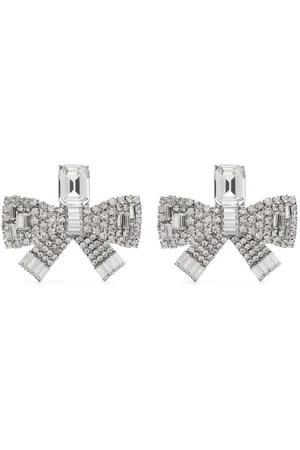 Self-Portrait Small crystal-bow earrings