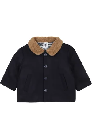 Petit Bateau Fleece-collar wool-blend jacket
