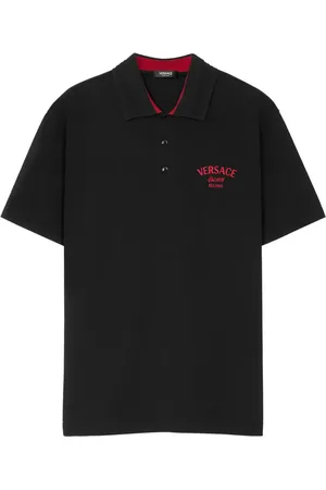 VERSACE Logo-embroidered polo shirt