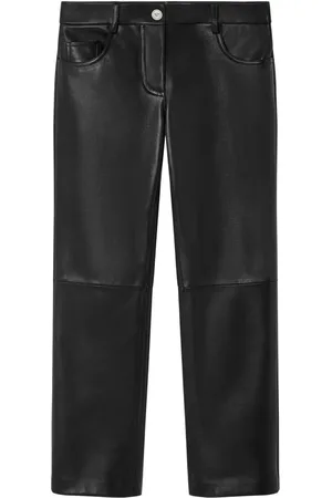 VERSACE Leather straight trousers