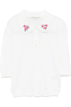 Alessandra Rich Embroidery lace-knit sweater