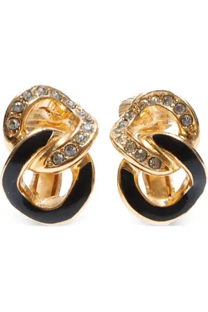 Dior Chain rhinestone clip-on earrings