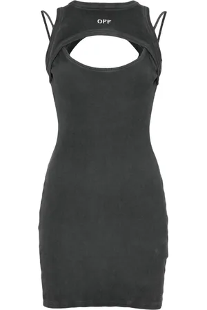 OFF-WHITE Logo-embroidered cut-out mini dress