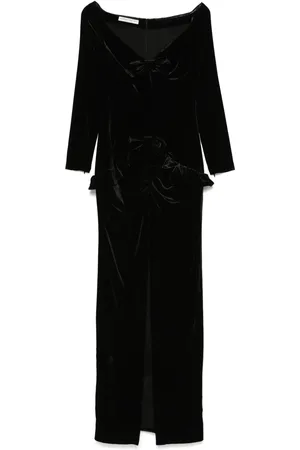 Alessandra Rich Bow-detail velvet gown