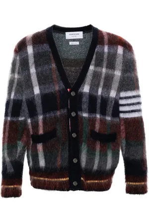 Thom Browne Hector-tartan brushed-effect cardigan