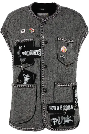R13 Herringbone-pattern sleeveless jacket