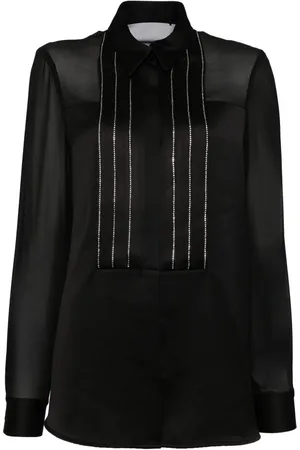 SIMONA CORSELLINI Rhinestone-embellished satin shirt