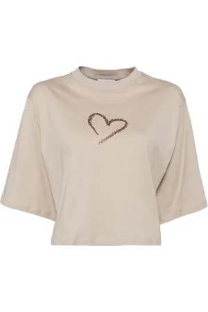 AGNÈS B. Glittered-heart cropped t-shirt