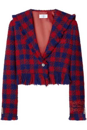 OFF-WHITE Check-pattern cropped jacket
