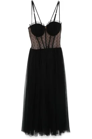 Elisabetta Franchi Pleated tulle midi dress