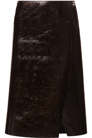 Serafini Coated wool-blend midi skirt