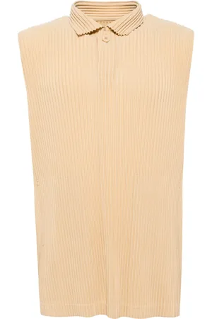 Issey Miyake Pleated sleeveless polo shirt