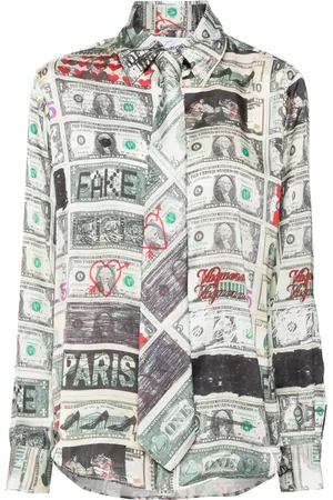 Vaquera Dollar-print tie-detail shirt