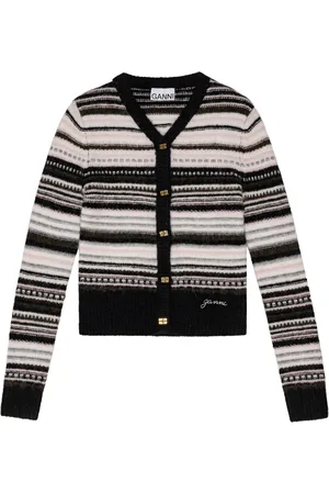 Ganni V-neck striped cardigan