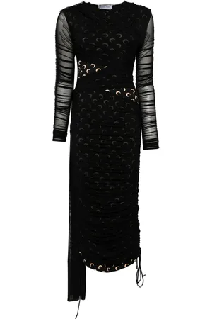 Marine Serre Crescent-Moon-print draped dress