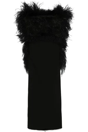 Sportmax Feather-trim midi dress