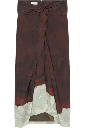 DRIES VAN NOTEN Floral-print draped skirt