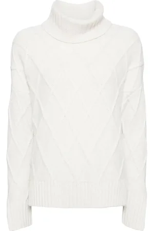 N.PEAL Diamond-pattern roll-neck jumper