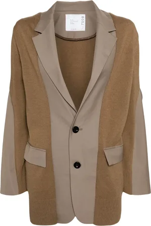SACAI Panelled wool-blend cardigan