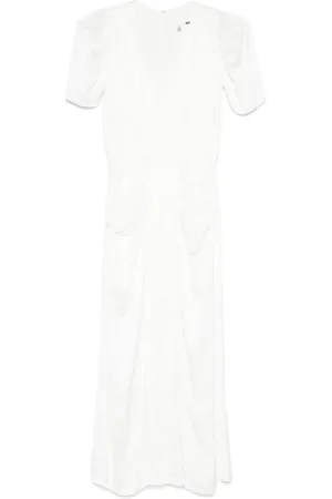 ROTATE Satin V-neck midi dress