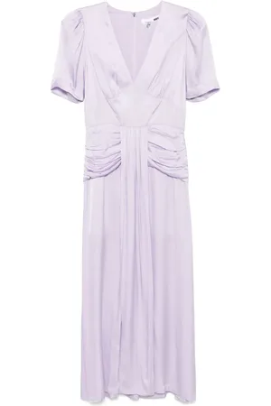 ROTATE Satin V-neck midi dress