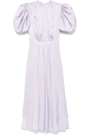 ROTATE Satin puff midi dress