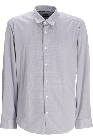 HUGO BOSS Stretch-jersey micro-check shirt