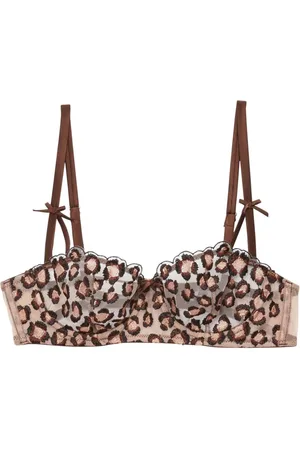FLEUR DU MAL Leopard-embroidered balconette bra