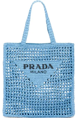 Prada Woven-logo raffia tote bag
