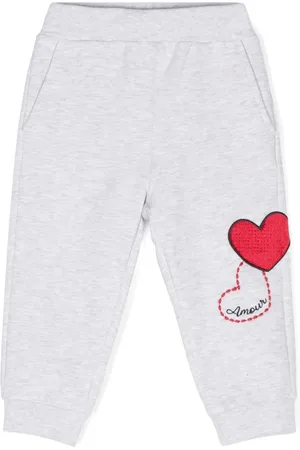 MONNALISA Heart-patch jersey track pants