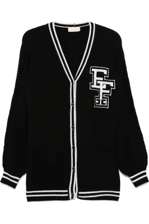 Elisabetta Franchi Intarsia-knit logo cardigan