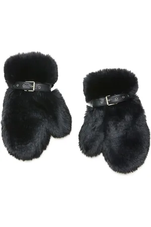 Acne Studios Fluffy buckle mittens