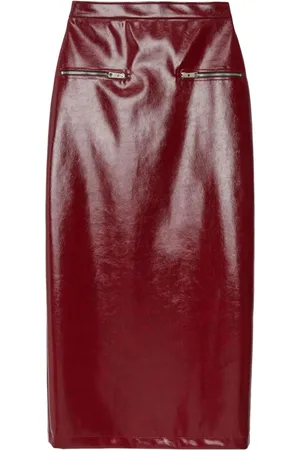 Msgm Faux-leather midi skirt