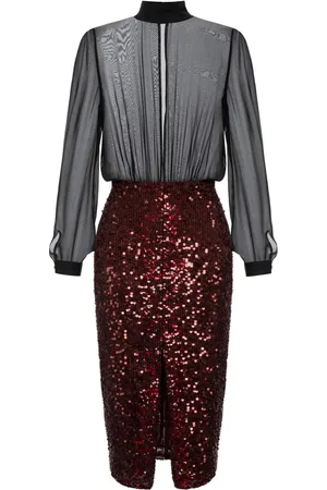 Elisabetta Franchi Sequin-embellished georgette midi dress