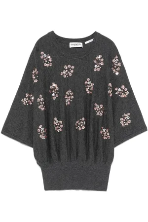Essentiel Antwerp Cape-effect sequin-embellished top