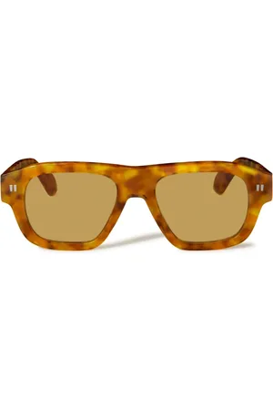 OFF-WHITE Tortoiseshell-effect geometric-frame sunglasses