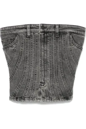 MUGLER Spiral denim bustier