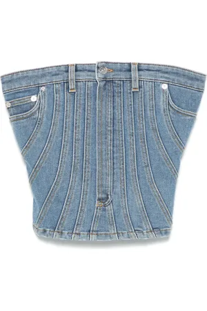 MUGLER Spiral denim bustier