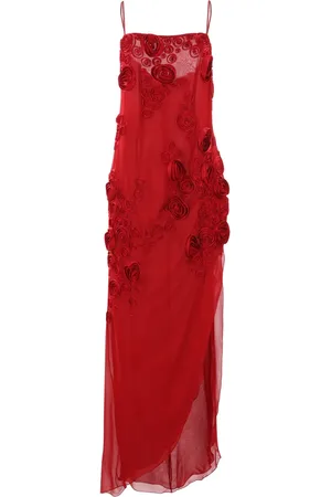 BLUMARINE Rose-embroidered maxi dress