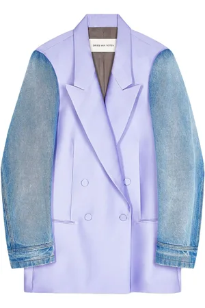 DRIES VAN NOTEN Denim sleeved buttoned blazer