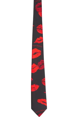 Balmain Kiss-print silk tie