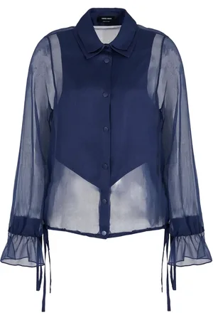 Giorgio Armani Semi-sheer long-sleeve silk top