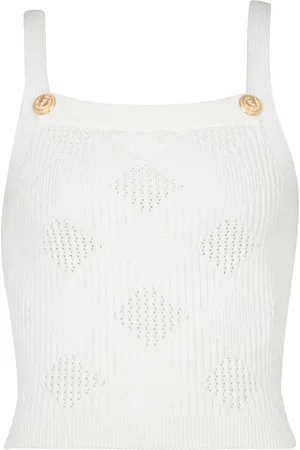 Balmain Vichy-gingham knit tank top