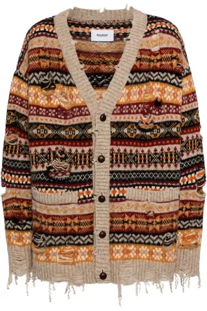 DOUBLET Fair isle intarsia knit cardigan