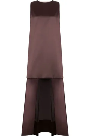 Serafini Sleeveless satin cape dress