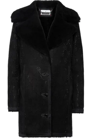Philipp Plein Monogram-pattern shearling coat