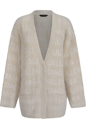 Balenciaga Logo-jacquard faux-fur cardigan
