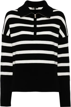 Maje Stripe-print high-neck sweater